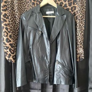 Prada Black Leather Jacket with Label